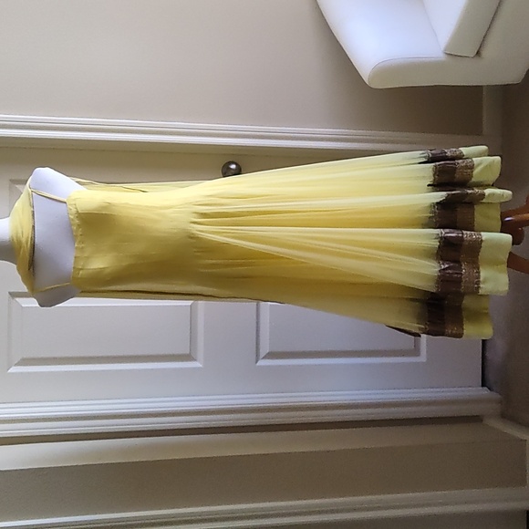 Designer Yellow crochet lace and diamond work 2 piece 2 way Anarkali XS - Picture 12 of 15